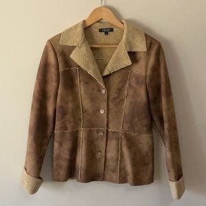 Karen Kane Brown Teddy Jacket with Notched Lapel